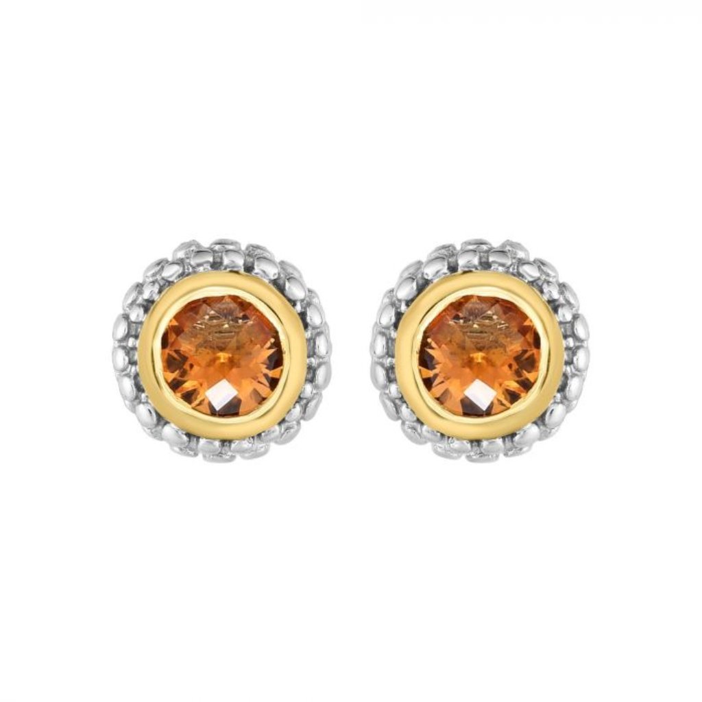 Sterling Silver & 18k Gold Popcorn Citrine Stud Earrings